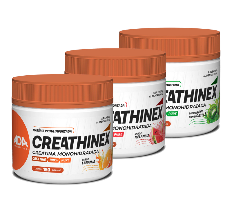 Combo Creathinex 150g Sabores Laranja, Melancia e Kiwi c/ Hortelã
