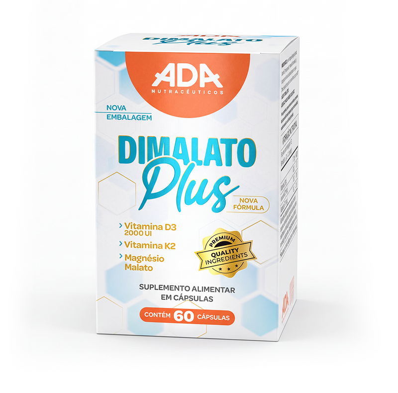 Dimalato Plus - Vitamina D + K + Magnésio - 60 Cápsulas