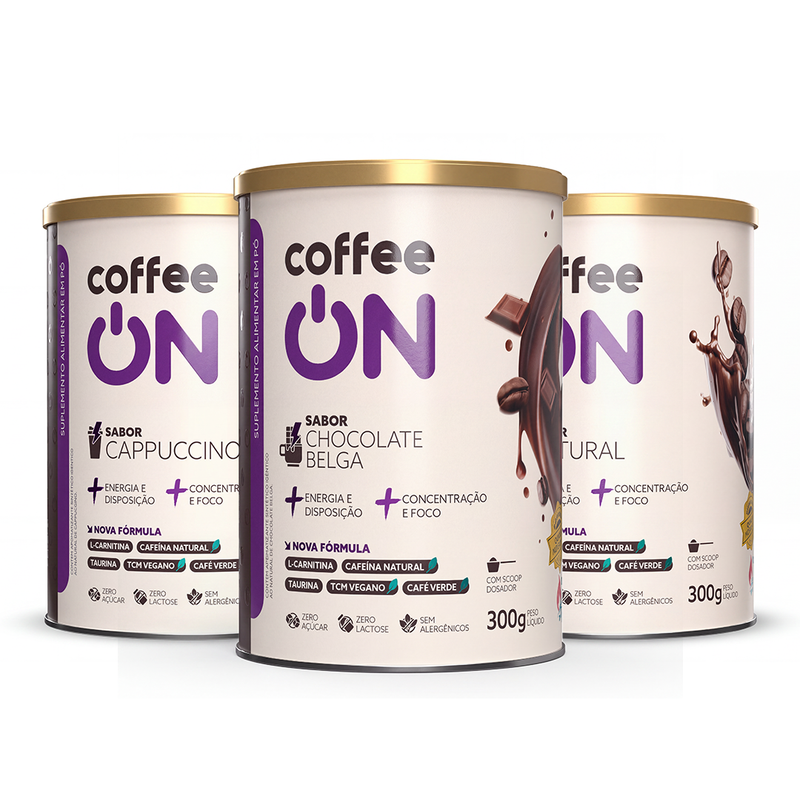 Kit CoffeeON 300g - Cappuccino, Chocolate Belga e Natural