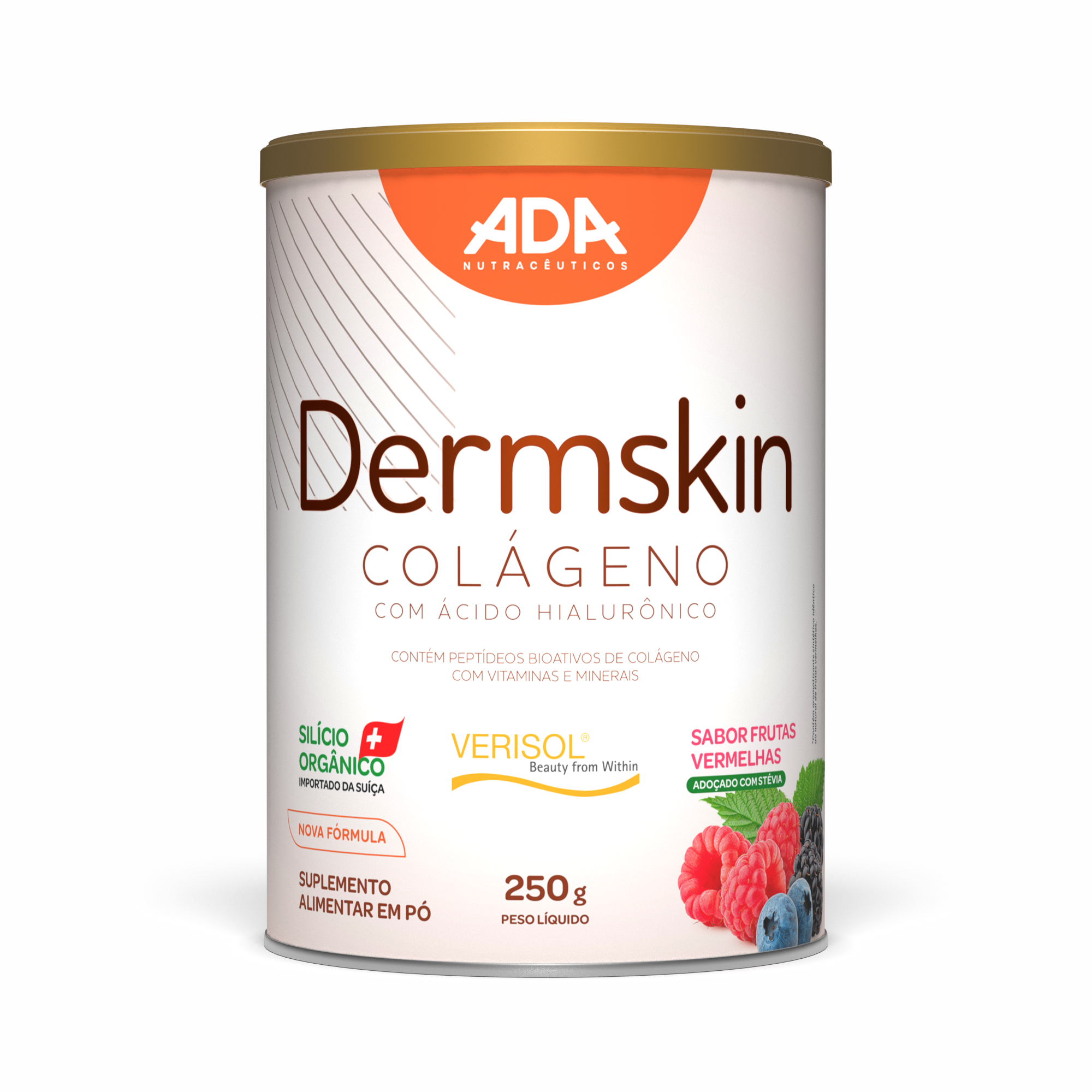 Dermskin - Colágeno Verisol + Ácido Hialurônico + Silício Orgânico - 250G Frutas Vermelhas