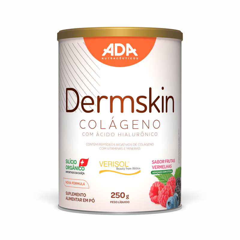 Dermskin - Colágeno Verisol + Ácido Hialurônico + Silício Orgânico - 250G Frutas Vermelhas