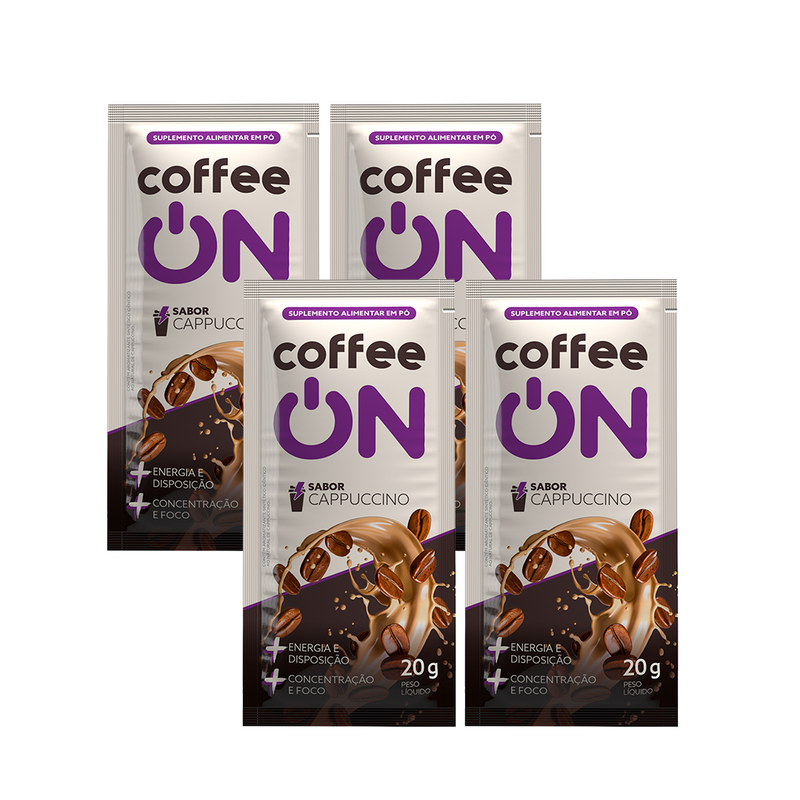 Combo 4x Café Funcional Sachê 20g Cappuccino Coffee ON
