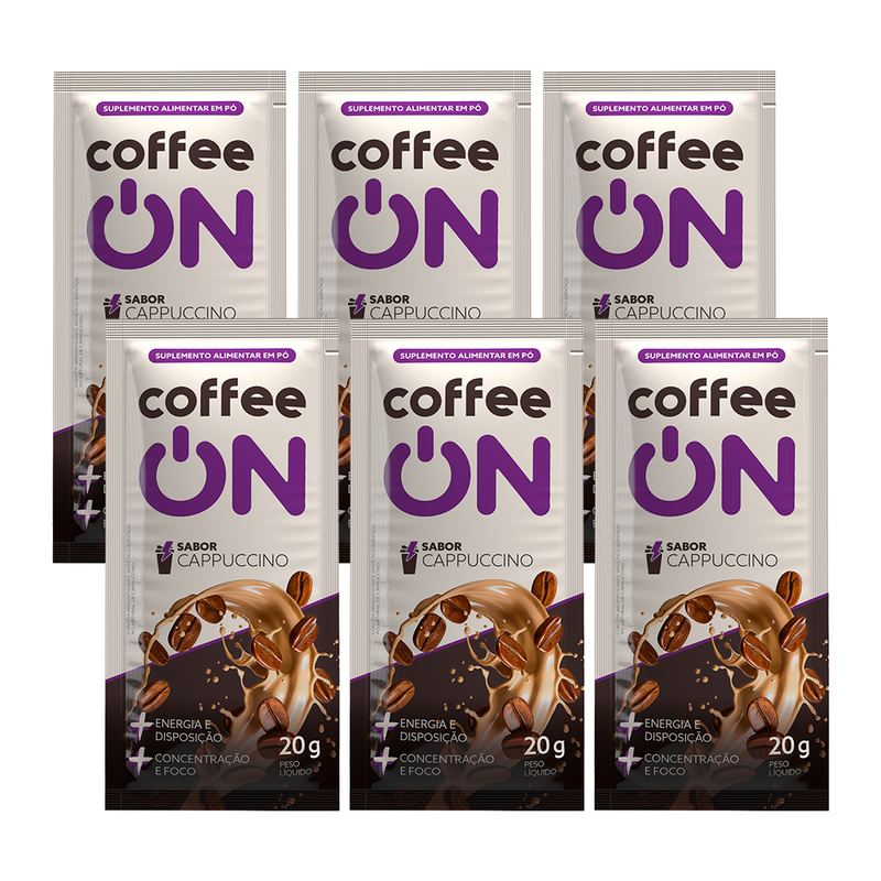 Combo 6x Café Funcional Sachê 20g Cappuccino Coffee ON