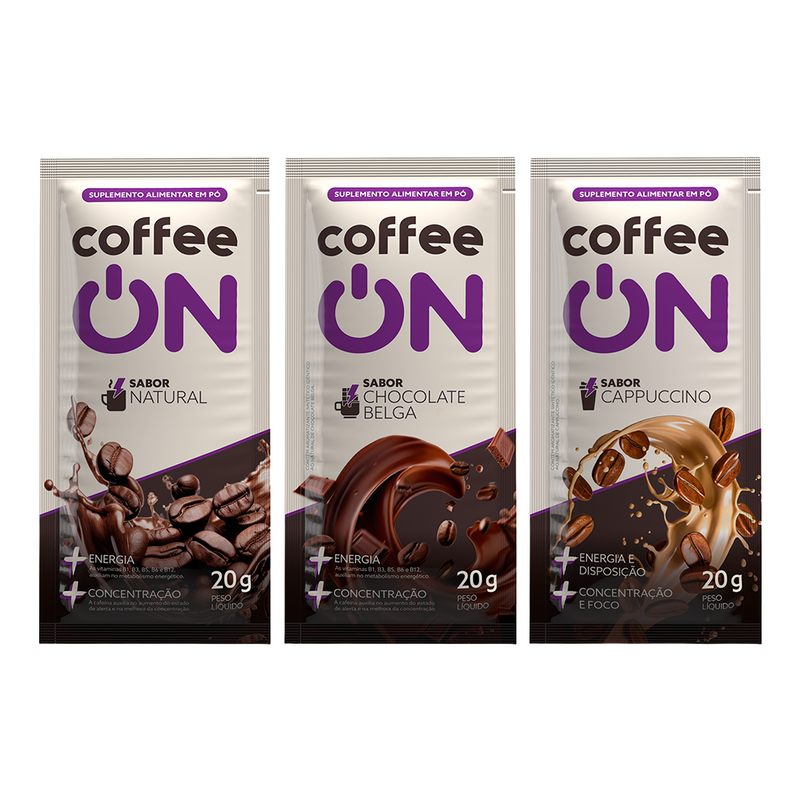 Combo Coffee ON 3 Sachês 20g Cappuccino Chocolate Belga Natural
