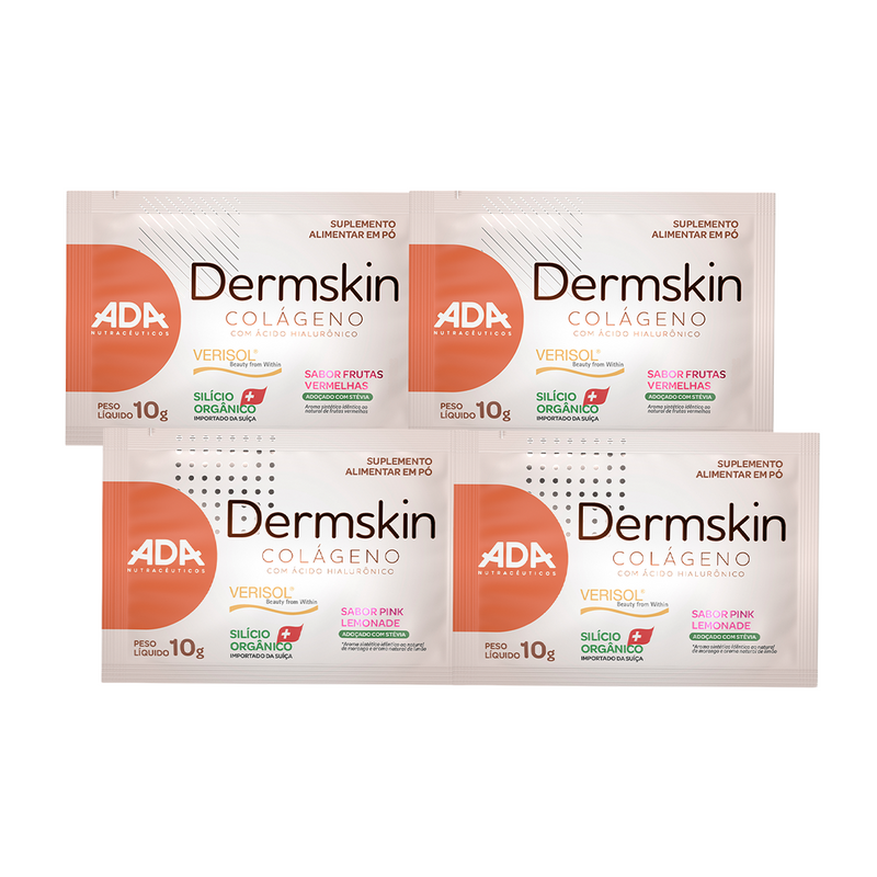Combo Dermskin 4 Sachês 10g 2x Frutas Vermelhas 2x Pink Lemonade