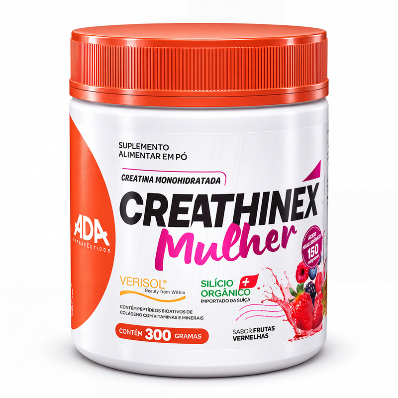 Creathinex Mulher 4 em 1 – Creatina + Colágeno Verisol + Silício Orgânico + Ácido Hialurônico – 300g