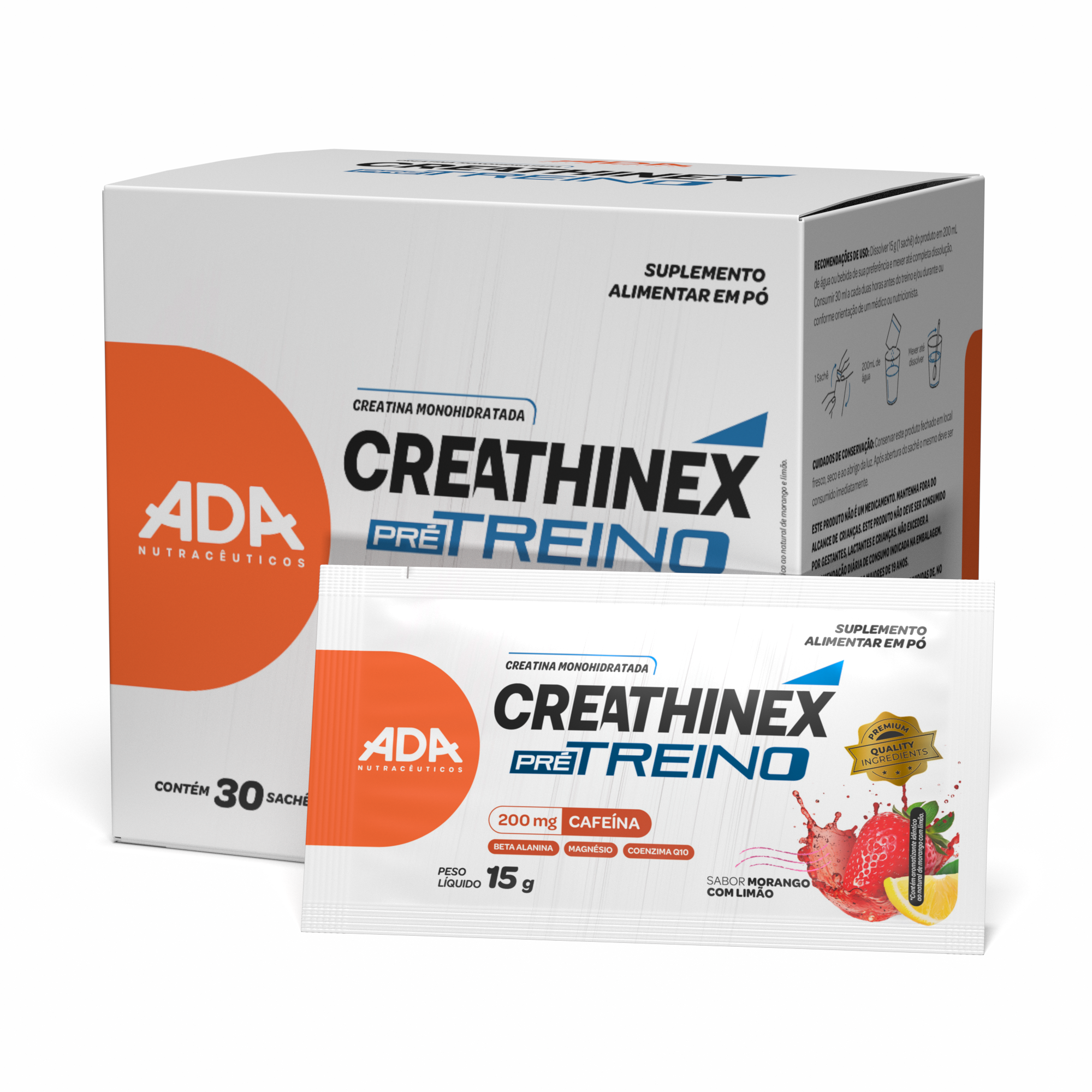 Creatina Monohidratada - 30 Sachês 15g - Creathinex Pré treino