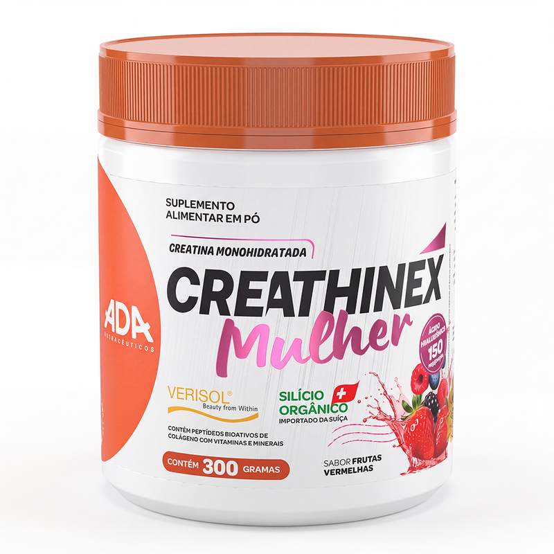 Creathinex Mulher 4 em 1 – Creatina + Colágeno Verisol + Silício Orgânico + Ácido Hialurônico – 300g