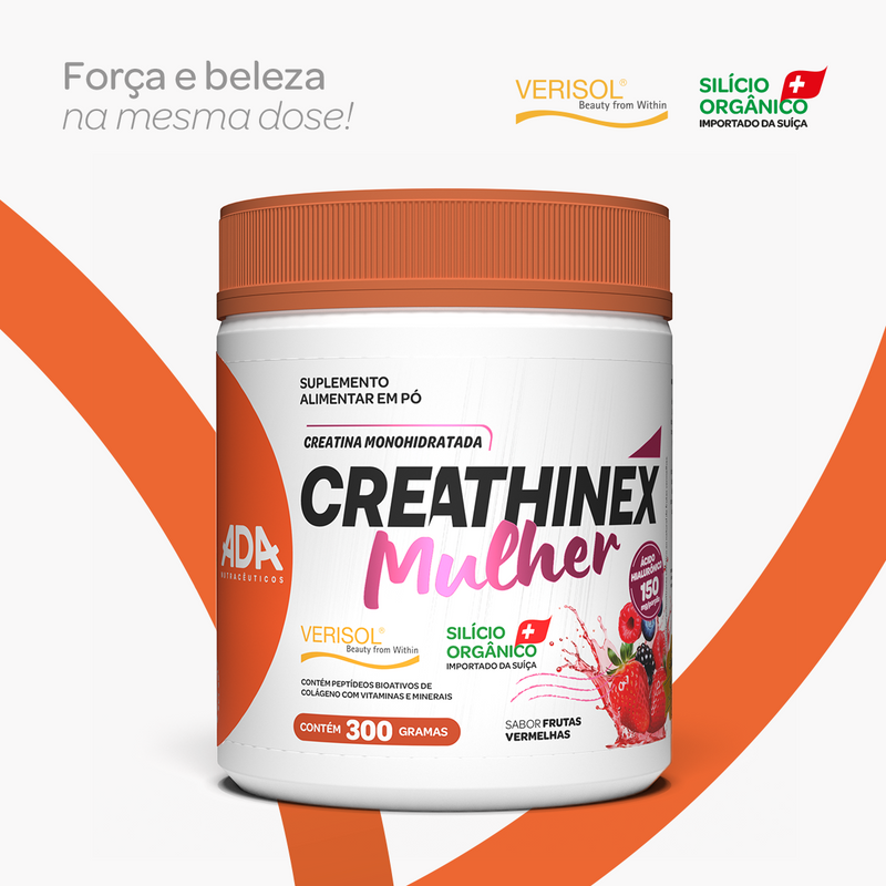 Creathinex Mulher 4 em 1 – Creatina + Colágeno Verisol + Silício Orgânico + Ácido Hialurônico – 300g