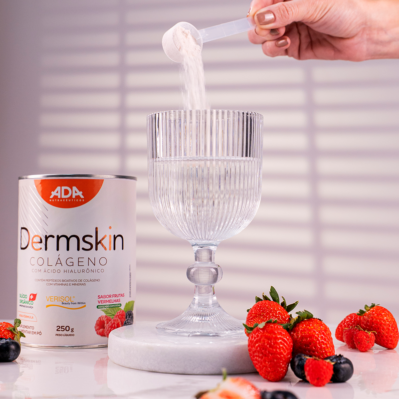 Dermskin - Colágeno Verisol + Ácido Hialurônico + Silício Orgânico - 250G Frutas Vermelhas