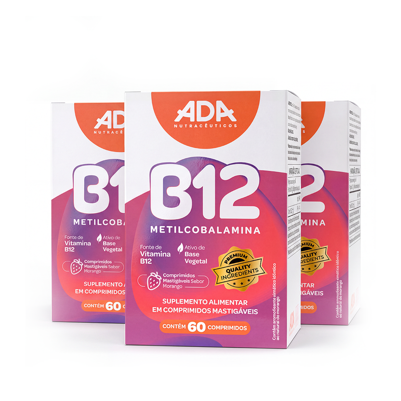 Kit 3x Vitamina B12 Metilcobalamina - 60 Comprimidos Mastigáveis