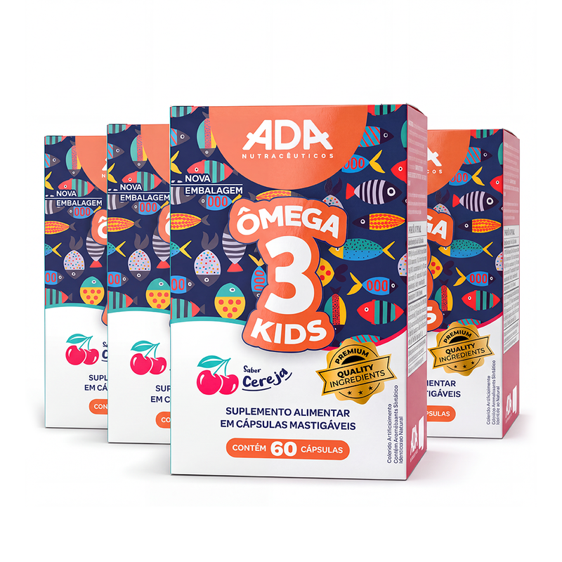 Kit 4x Ômega 3 Kids - 60 Cápsulas Mastigáveis