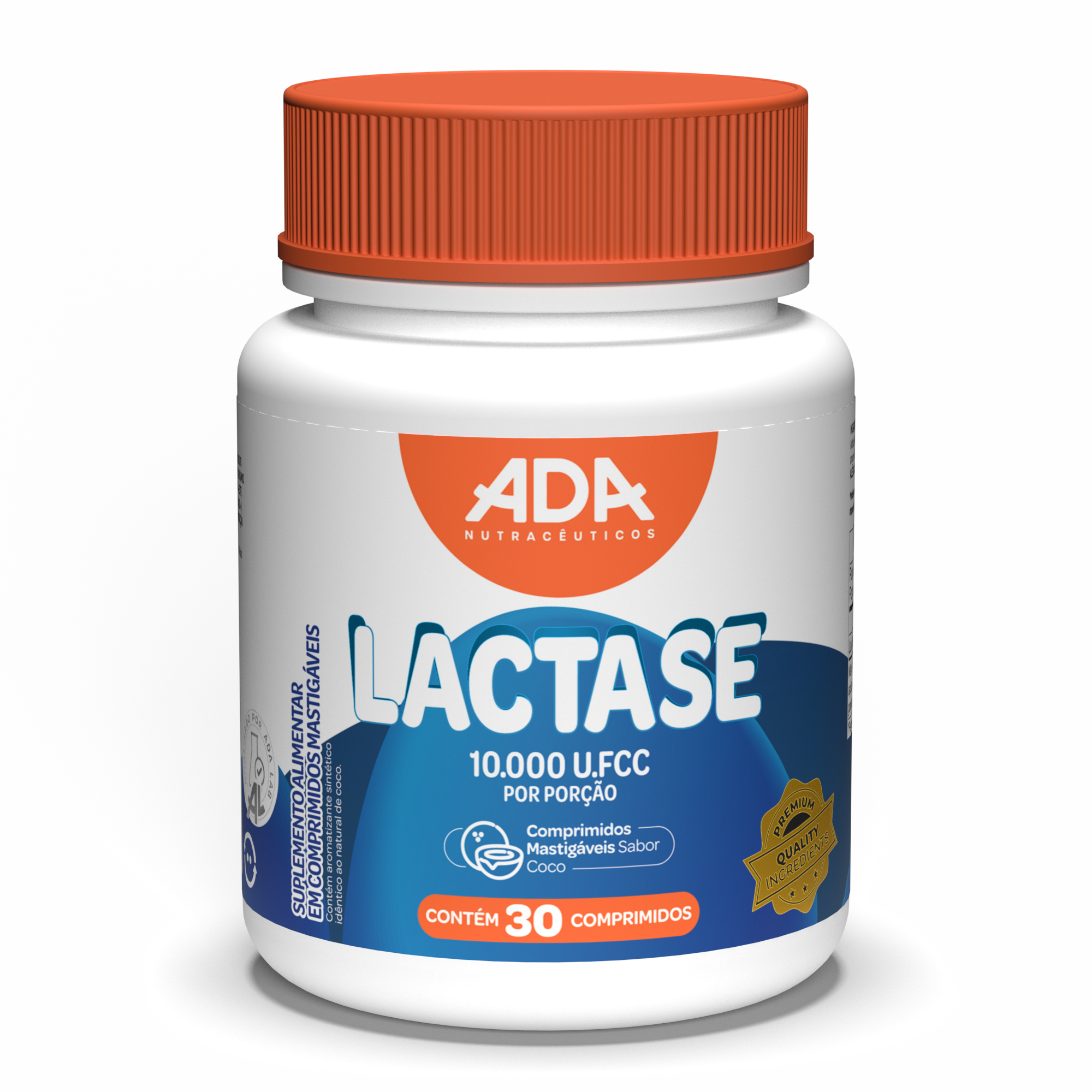 Lactase - Sabor Coco - 30 Comprimidos  Mastigáveis