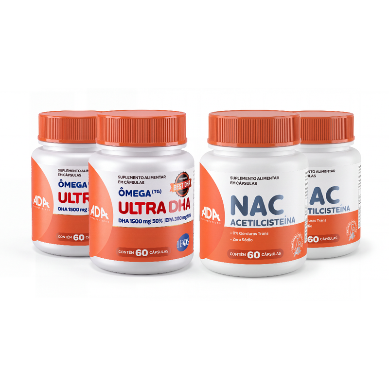 Kit 2x NAC 60 Cápsulas + 2x Ômega 3 IFOS 10 EPA 50 DHA 60 Cápsulas