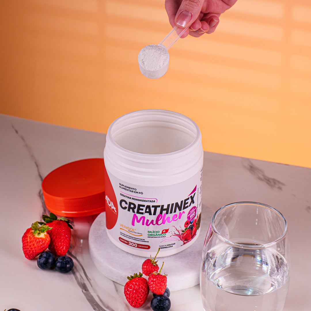Creathinex Mulher 4 em 1 – Creatina + Colágeno Verisol + Silício Orgânico + Ácido Hialurônico – 300g