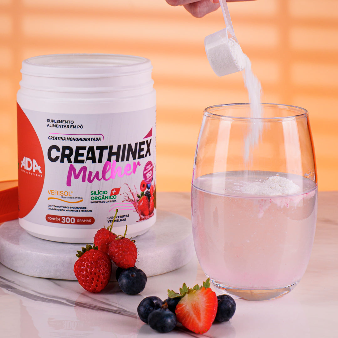 Creathinex Mulher 4 em 1 – Creatina + Colágeno Verisol + Silício Orgânico + Ácido Hialurônico – 300g