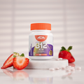 Vitamina B12 + B9 - Sabor Morango - 90 Comprimidos Mastigáveis