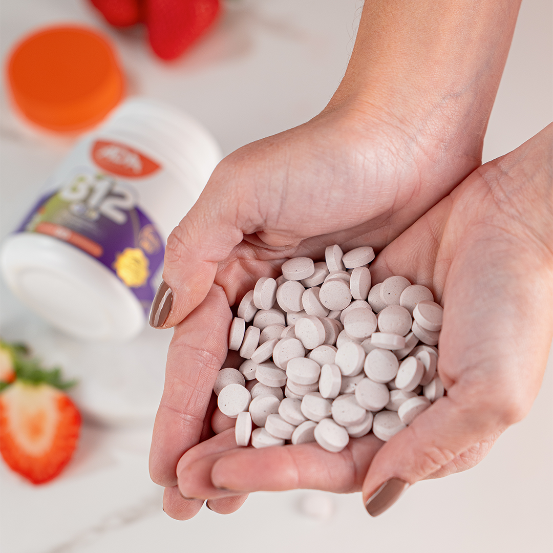 Vitamina B12 + B9 - Sabor Morango - 90 Comprimidos Mastigáveis