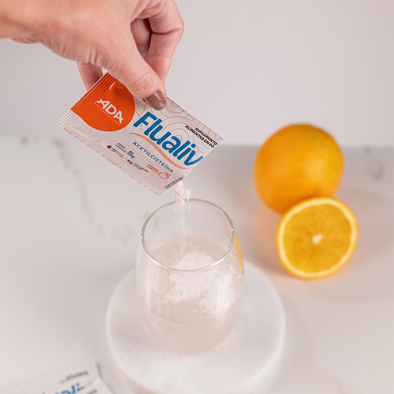 Flualiv - Acetilcisteína - 16 Sachês 5g Laranja