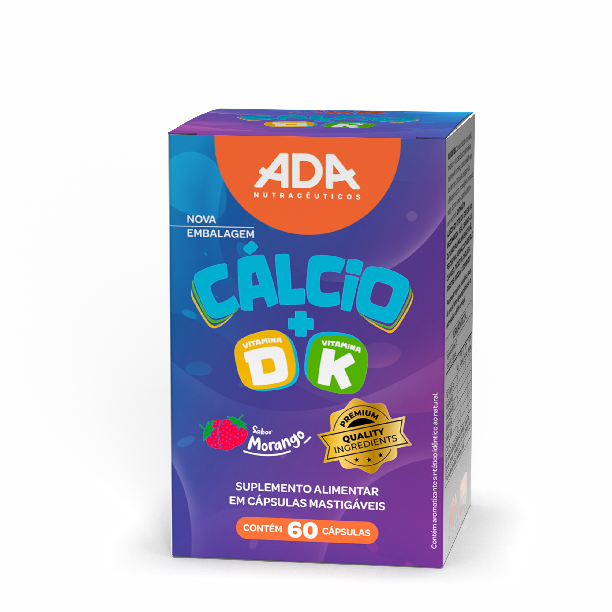 Cálcio Kids - Cálcio + D + K - 60 Cápsulas Mastigável