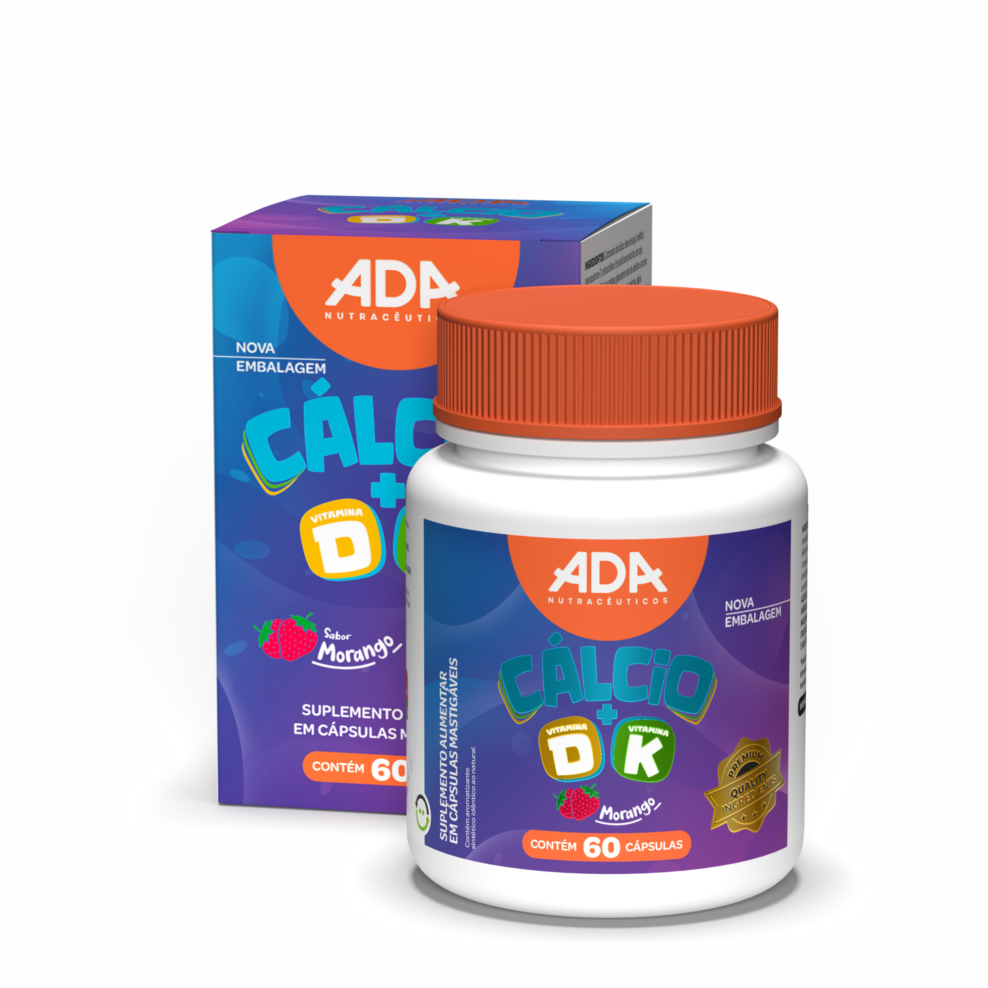 Cálcio Kids - Cálcio + D + K - 60 Cápsulas Mastigável