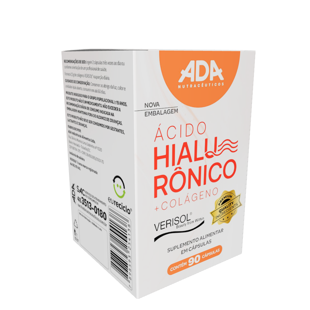 Ácido Hialurônico + Colágeno Verisol - 90 Cápsulas