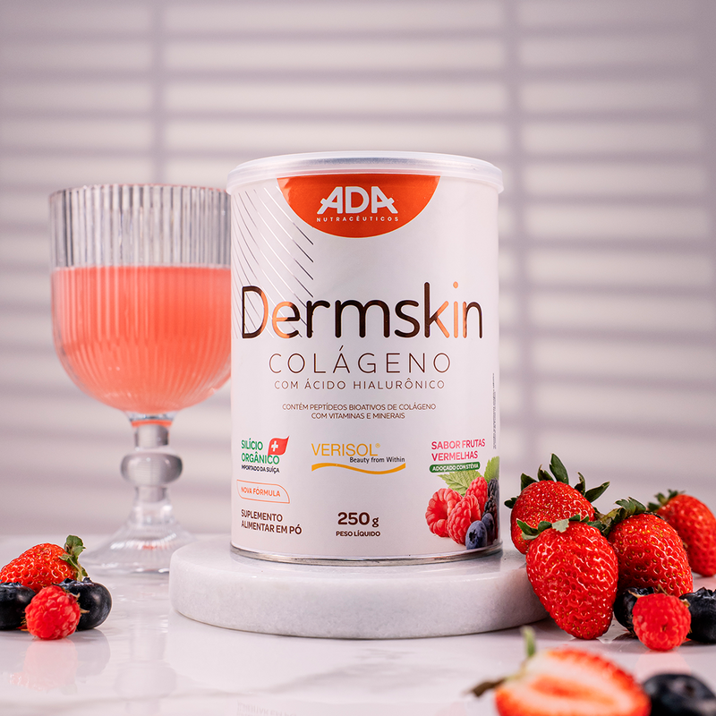 Dermskin - Colágeno Verisol + Ácido Hialurônico + Silício Orgânico - 250G Frutas Vermelhas
