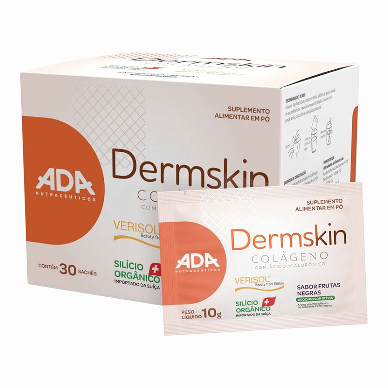 Dermskin - Colágeno Verisol + Ácido Hialurônico + Silício Orgânico - 30 Sachês 10g Frutas Negras